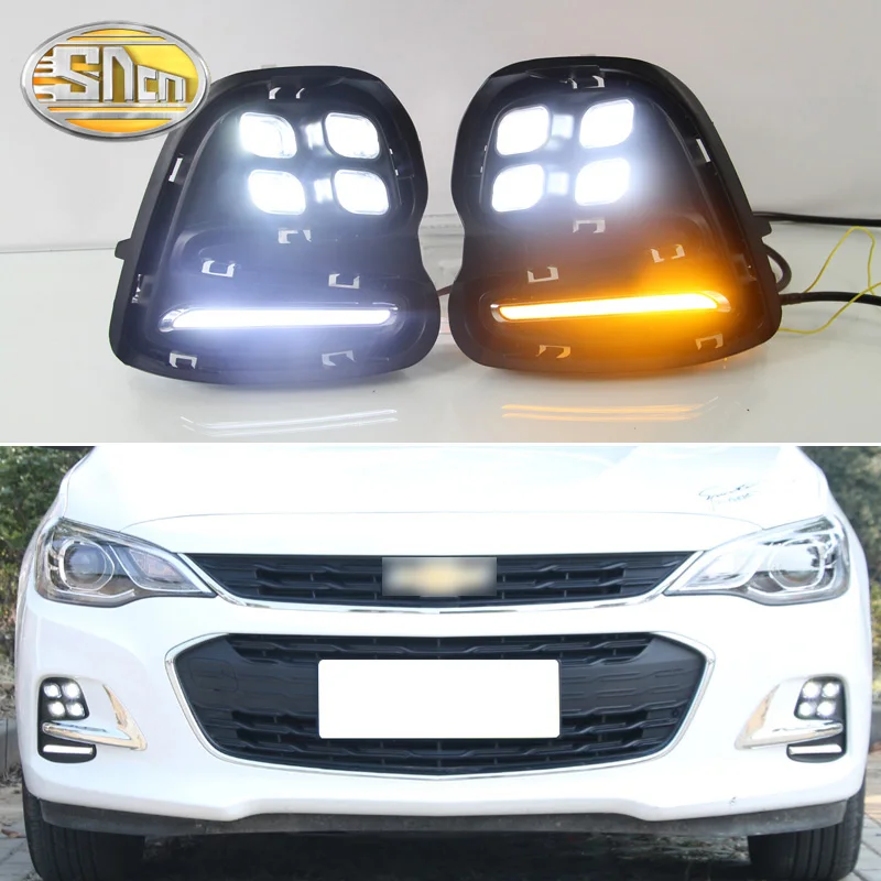 

2PCS LED Daytime Running Light For Chevrolet Cavalier 2016 2017 2018 Yellow Turn Signal Function Car DRL 12V LED Fog Lamp