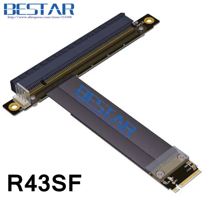 Кабель Райзера M.2 NGFF NVMe KeyM 2230 2242 2260 2280 к PCI e 16x 1FT 2FT Express x16 Extender PCIe M key Gen3.0 32G/bps|16x riser