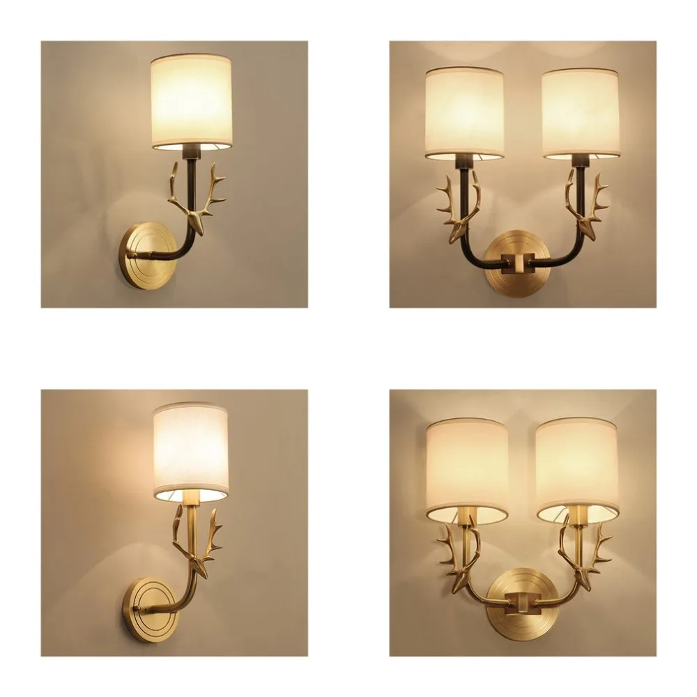 

Super Bright Novelty All-Copper American Deer Head Style Wall Lamp Home Decoration Light