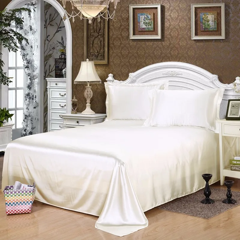 Waliicorners 4Pcs Silk Black White Color Silk Bedding set King Queen size Bed set Solid color Brief Duvet cover set Bedclothes bed linen set 17 IMG_2627