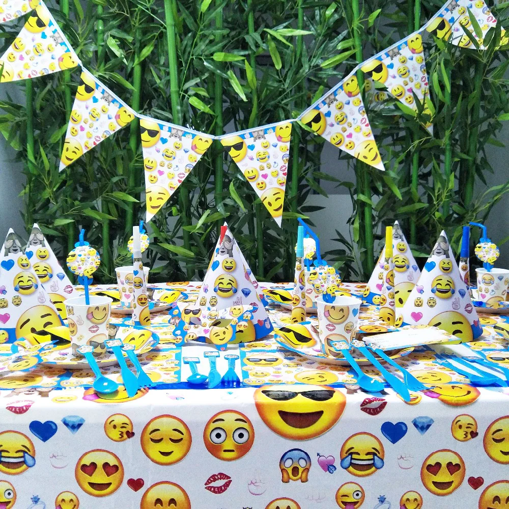 

Emoji Kids Birthday Baby Birthday Party Decorations Kids Girl And Boy Disposable Tableware Party Supplies Party Decoration Set