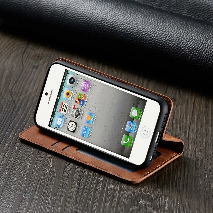Откидной Магнитный кожаный чехол для Iphone 5 5S SE Etui роскошный держатель для карт с подставкой Магнитный силиконовый чехол для Iphone 5se Carcasa