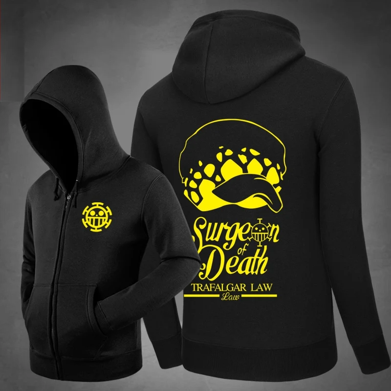 Hot Trafalgar Law Cap Hoodies Side pockets Hoody Sweatshirts Outerwear