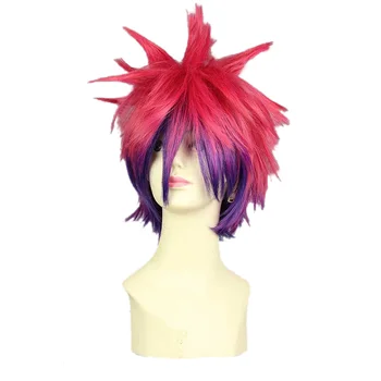 

MCOSER Free shipping 30CM Synthetic Straight Rose Red and Purple Mix Short Cosplay Wig 100% High Temperature Fiber Hair KW-558A