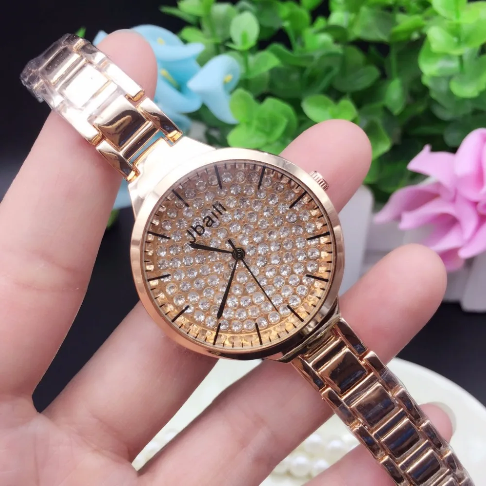 Luxury Brand Gold Watches Women Fashion Ladies Quartz Watch Silver Rhinestone Alloy Wristwatch