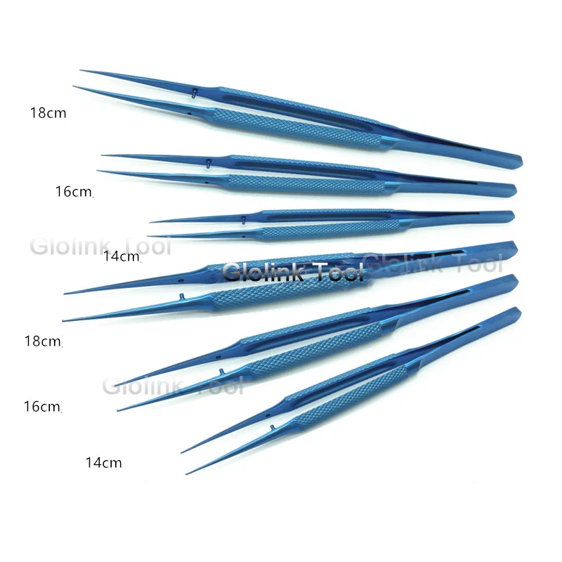 

14cm 15cm 16cm 18cm Tweezers Ophthalmic Instruments Titanium Alloy Bend Platform Tweezers Line Tweezers Cosmetic Tweezers Tools