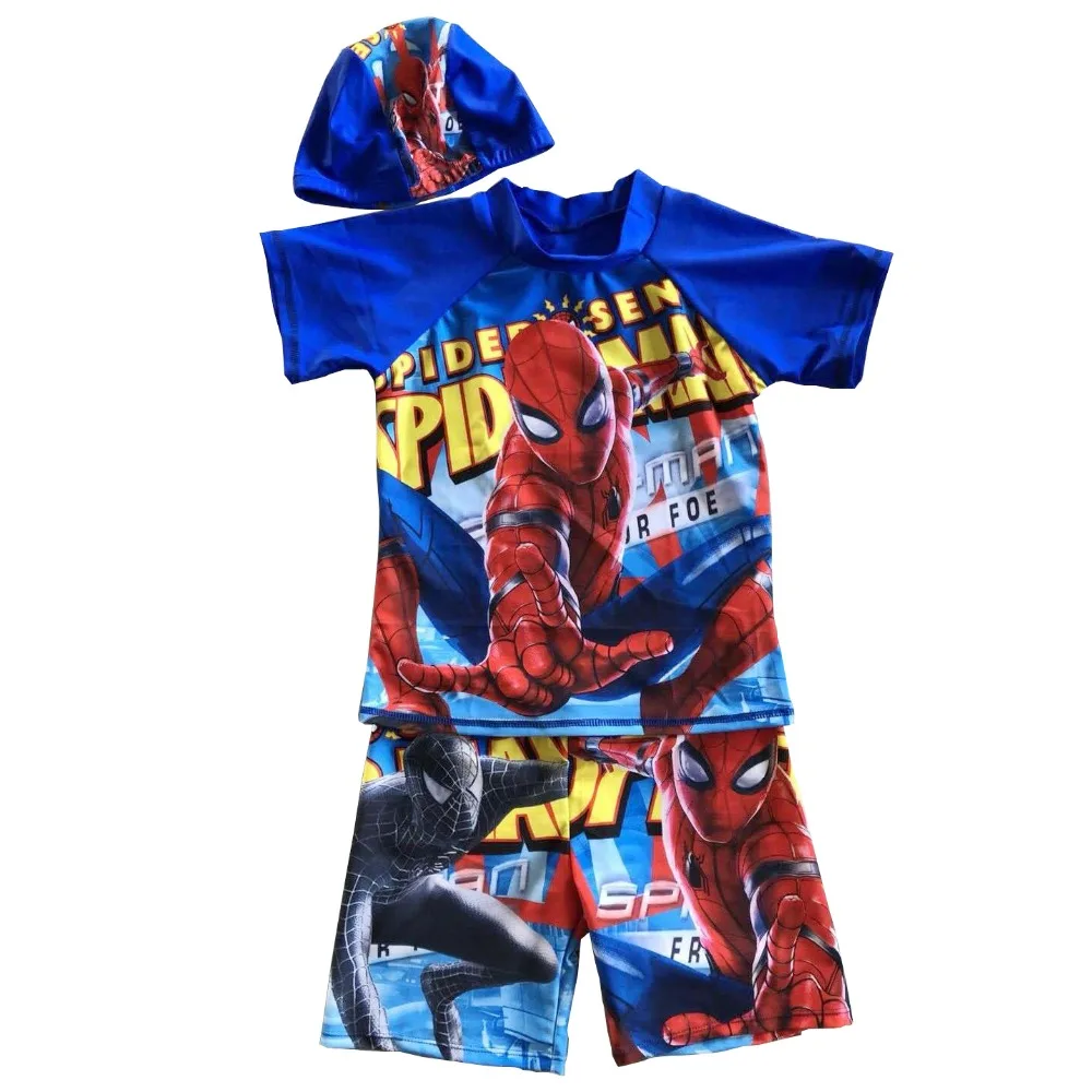 Boys Swimsuit Two Piece Rash Guard UPF50+ Sleeve Sunsuit Swimwear Sets Cartoon Children Swimming Suit With Swimming Cap Bathsuit (1)