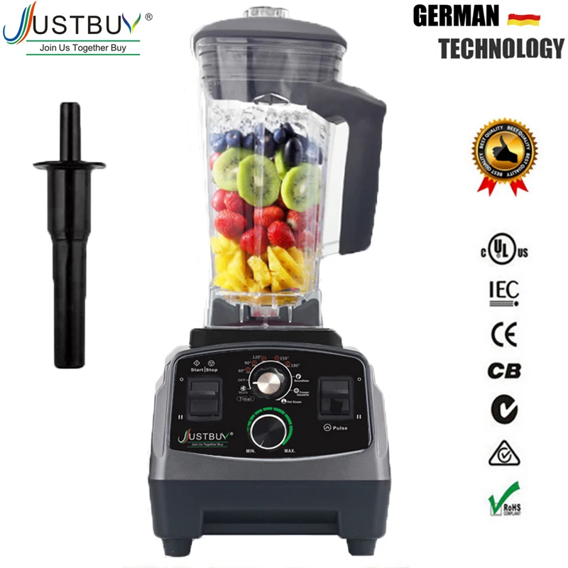

BPA Free Commercial Grade Timer Blender Mixer Heavy Duty Automatic Fruit Juicer Food Processor Ice Crusher Smoothies 2200W