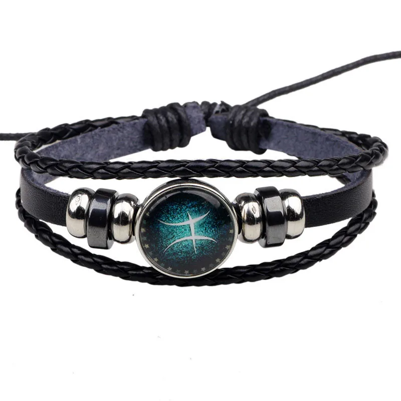 NIUYITID Constellation Bracelets For Women Men Fashion Handmade Braided Adjustable Leather Bracelets Jewelry (21)