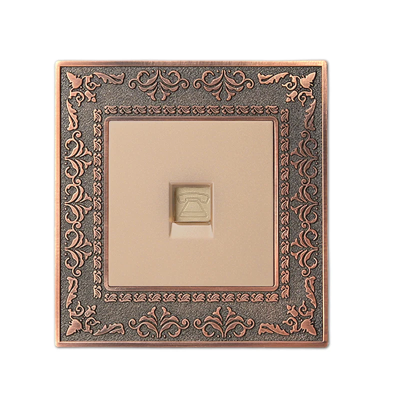 

Coswall Luxury Wall Telephone Socket 4D Embossing Retro Zinc Alloy Panel AC 110~250V
