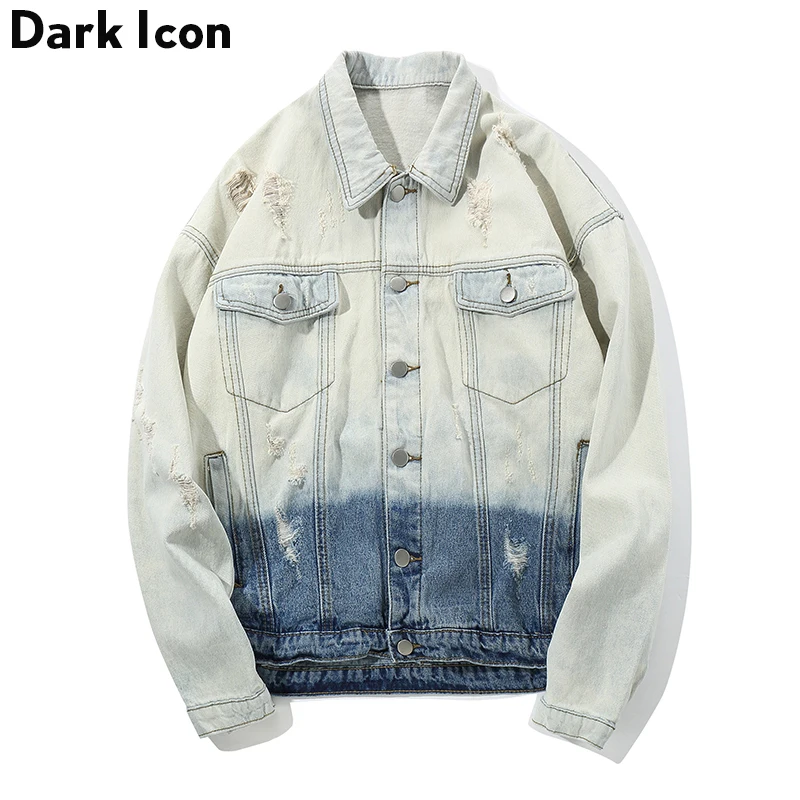 Мужская джинсовая куртка DARK ICON с градиентом на осень 2019 | одежда