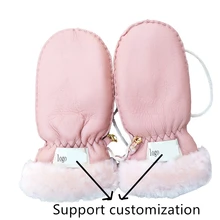 LILIGIRL Детские Зимние перчатки из овечьей кожи для мальчиков и девочек утепленные пальцев кожаные перчатки для детей модная одежда с героями мультфильмов