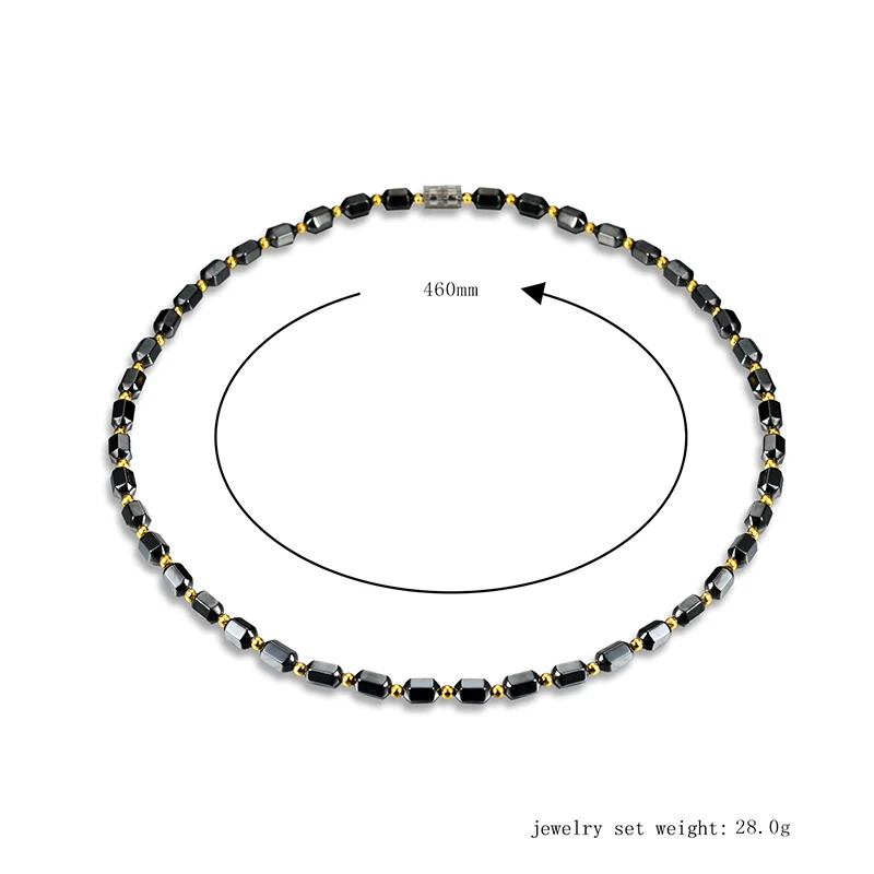 QCOOLJLY ожерелье для мужчин и женщин гематитовый магнит золотые бусины Магнитная терапия Уход за шеей черный натуральный камень этнические ожерелья ювелирные изделия