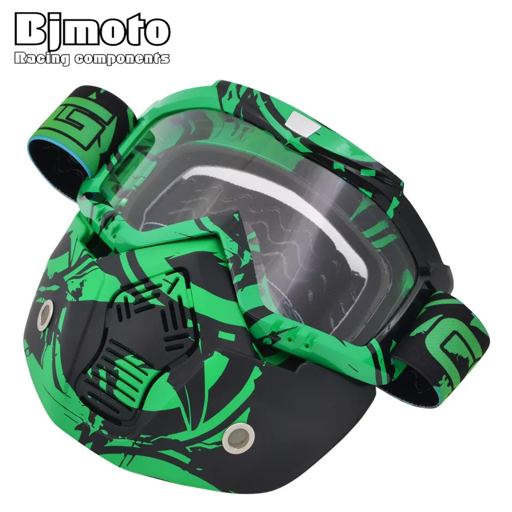 Bjmoto Windproff Съемные очки для мотокросса фильтр рта модульная мотоциклетная