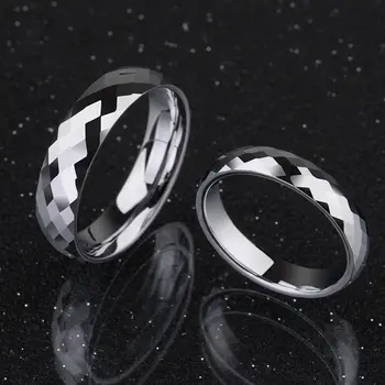 

High Polished White Tungsten Wedding Rings Dome Band Multifaced for Men and Women, Free Shipping, Customized