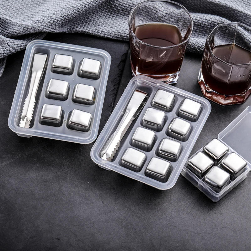 Stainless Steel Ice Cubes Reusable Chilling Stones for Whiskey Wine
