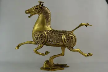 

Elaborate Chinese old hand-carved brass horse on the swallow statue