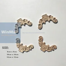 1 шт. для домашней мебели настенный шкаф декор двери ремесла деревянные наклейки с резьбой угловой Onlay аппликация винтажная Неокрашенная рамка 10*10 0,8