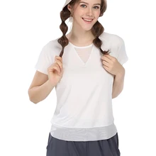 Женская летняя мягкая с коротким рукавом охлаждающая свободная сетка для волос спортивные футболки для бега