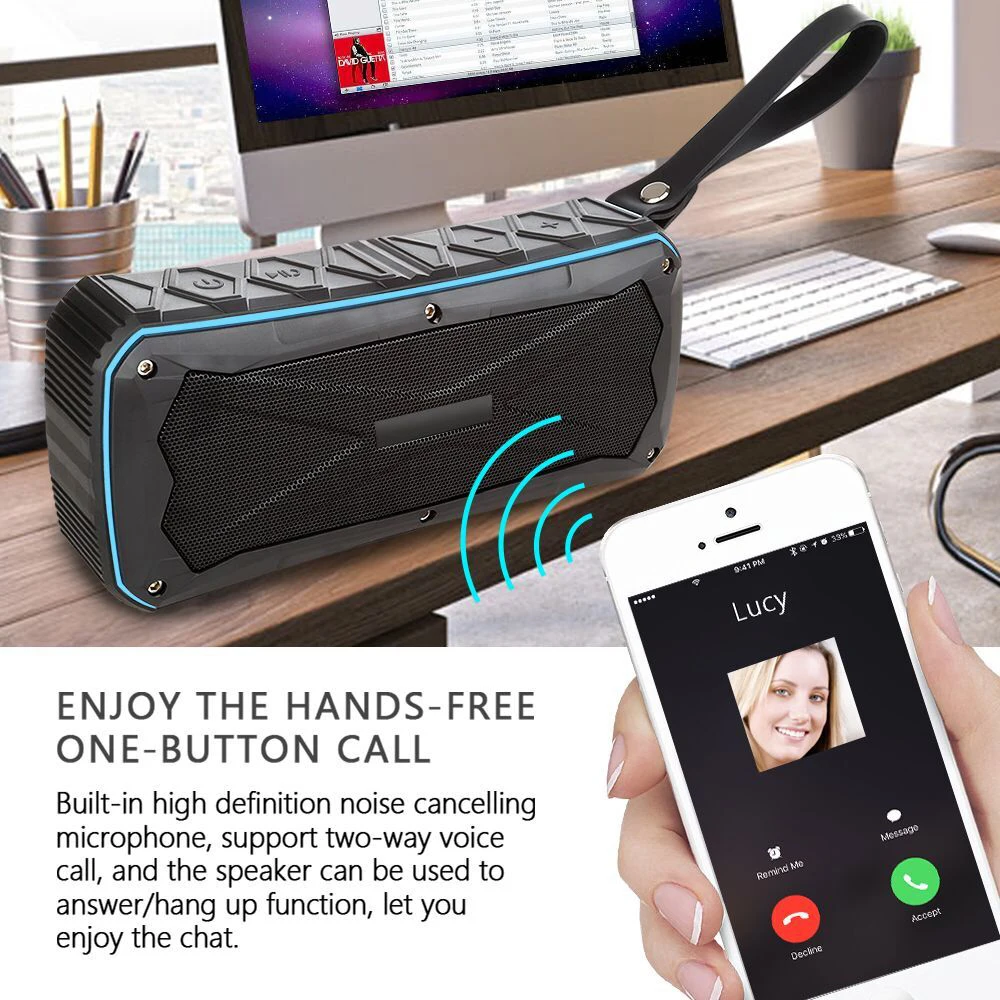 Портативный Bluetooth динамик супер бас стерео беспроводные колонки Поддержка IP66