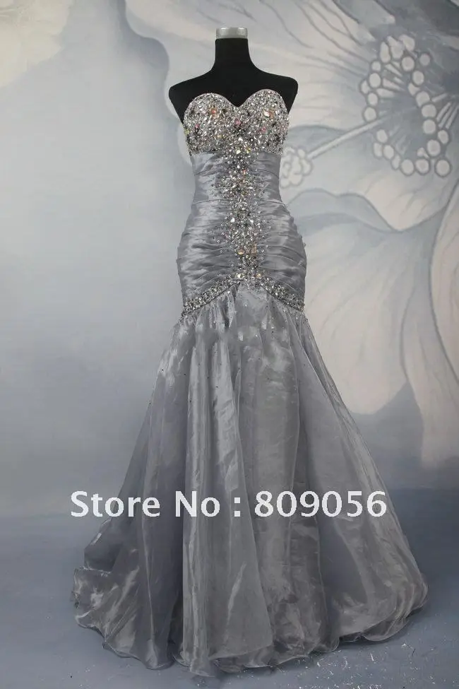Free Shipping 100% Quality Guarantee Fashion Gray Sweetheart Beading Organza Sexy New Sleeveless Bridal Wedding Dress Gown | Свадьбы и