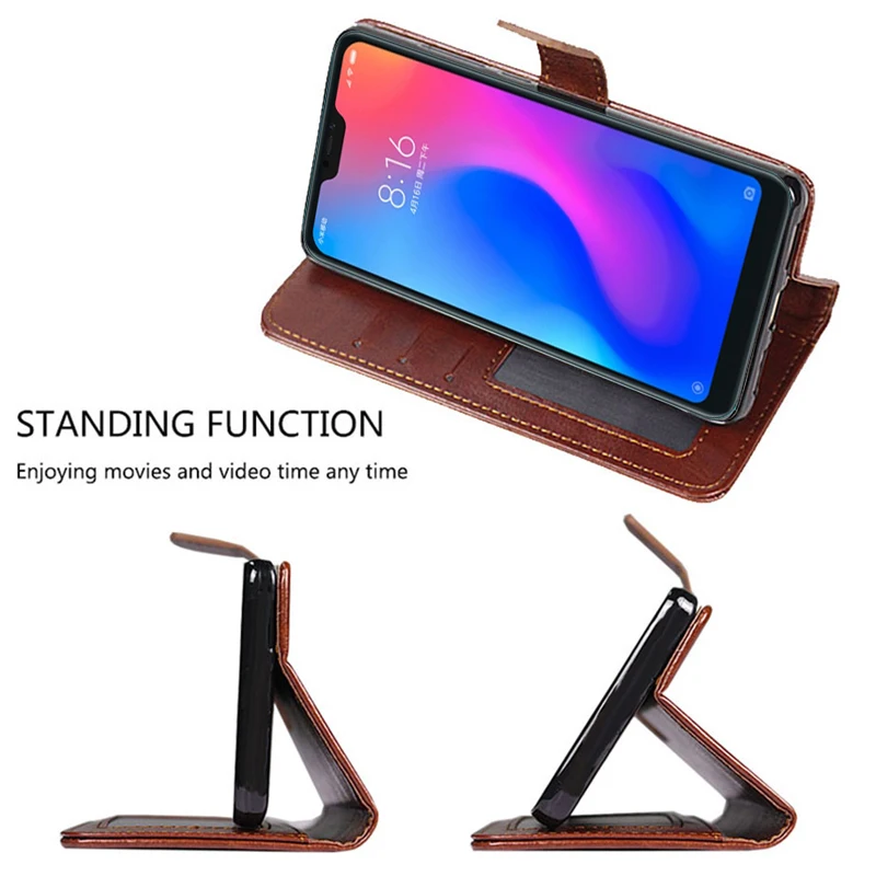 Кожаный чехол книжка для телефона Xiaomi Mi 8 SE A2 6X mix 2S mix2S Pocophone F1 Redmi 6 Plus 6A S2 Note6