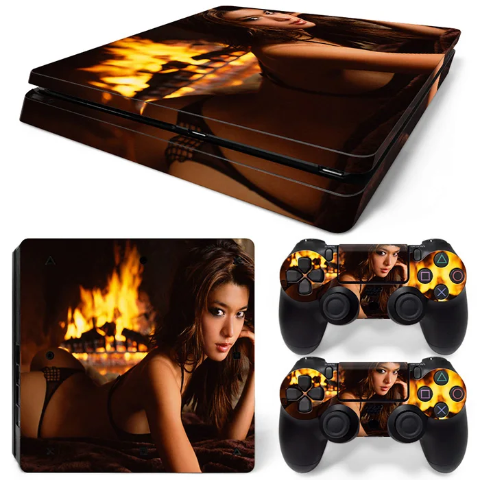 

a sexy and naked girl skin for popular game lovers skin sticker for PS4 slim console and two controller covers #TN-P4Slim-0127