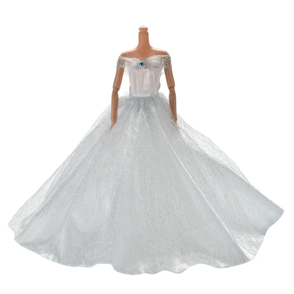 Свадебное платье принцессы ручной работы элегантная одежда платье для кукольных платьев доступно 7 цветов Высокое качество - Цвет: Белый