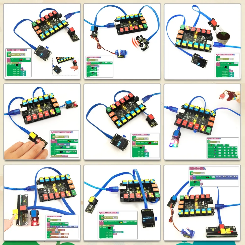 Keyestudio EASY plug RJ11 Ultimate Starter Learning Kit для Arduino STEM EDU/совместимый с Mixly Block