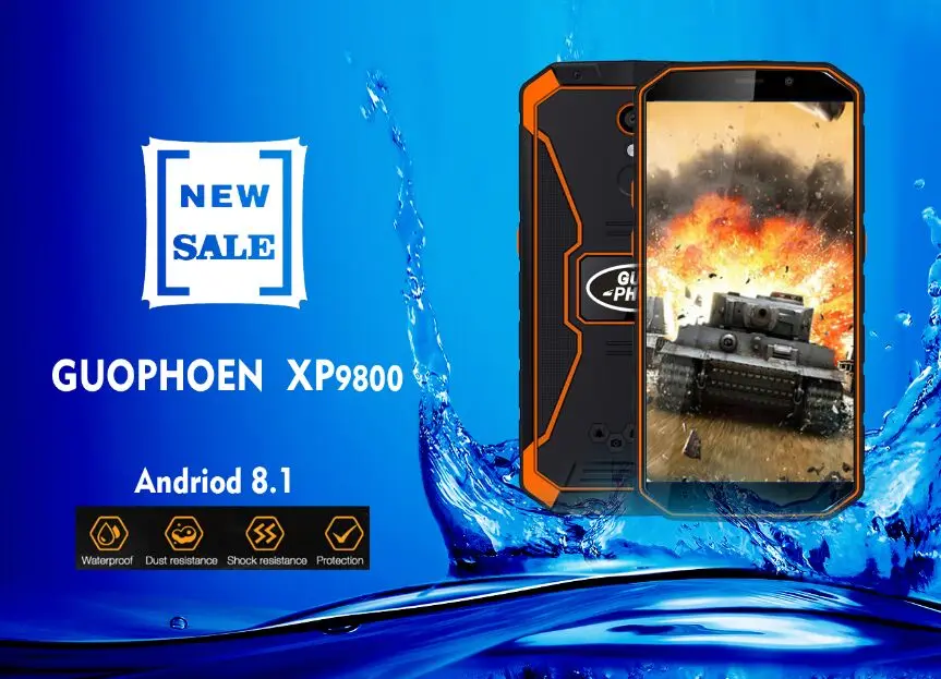 Guophone XP9800 водонепроницаемый IP68 смартфон 5," HD MTK6739 четырехъядерный Android 8,1 ram 2GB rom 16GB 8MP 6500mah 4G мобильный телефон