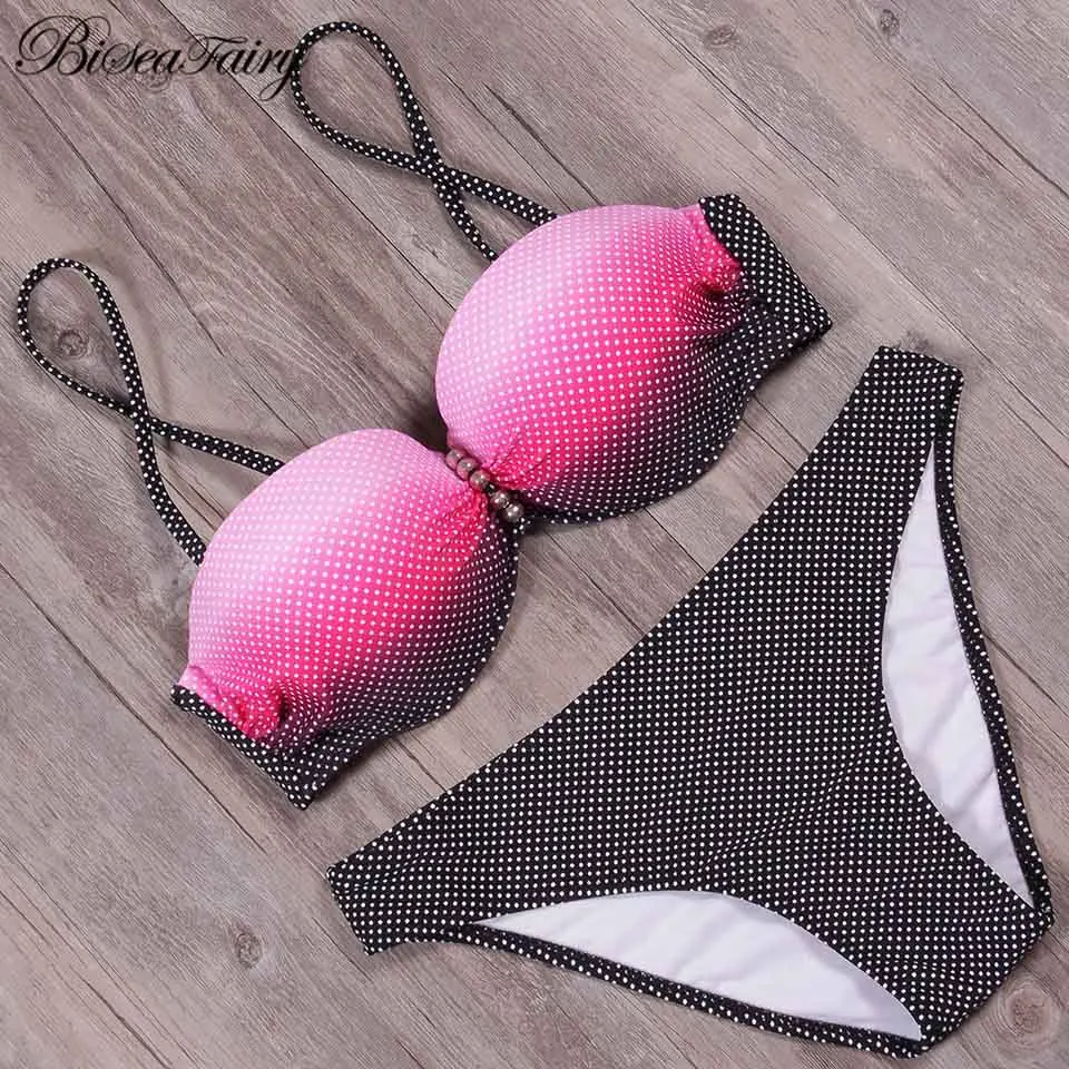 

Biseafairy 2019 Sexy Push Up Bikini Women Swimsuit Plus Size Swimwear Retro Vintage Bikini Set Bathing Suits Beach Wear Swim