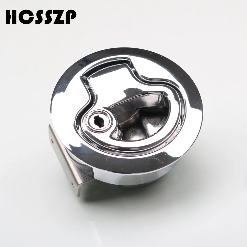 

HCSSZP 2 inch Zinc Alloy Chrome Finished Flush Latch Flush Pull Latches Slam Lift Handle Deck Hatch Deck Lock with the Key