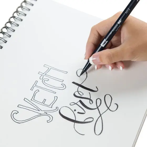 Tombow ABT двойной маркер черный для рисования N15 1 шт. Blendable Brush и Fine Tip