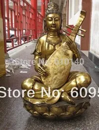 

23"Tibet Folk Temple Bronze Gild lute kwan yin Music Goddess Buddha statue