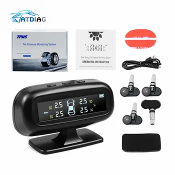 

Internal Solar TPMS Car Tire Pressure Alarm Monitor System Display Temperature Warning Fuel Save with 4 Sensors