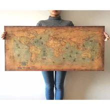 Adhesivo con diseño de mapa para pared, cartas antiguas, papel retro artesanal, póster, mapa, mapa, decoración de garaje de casa, impresiones artísticas Vintage de navegación mundial