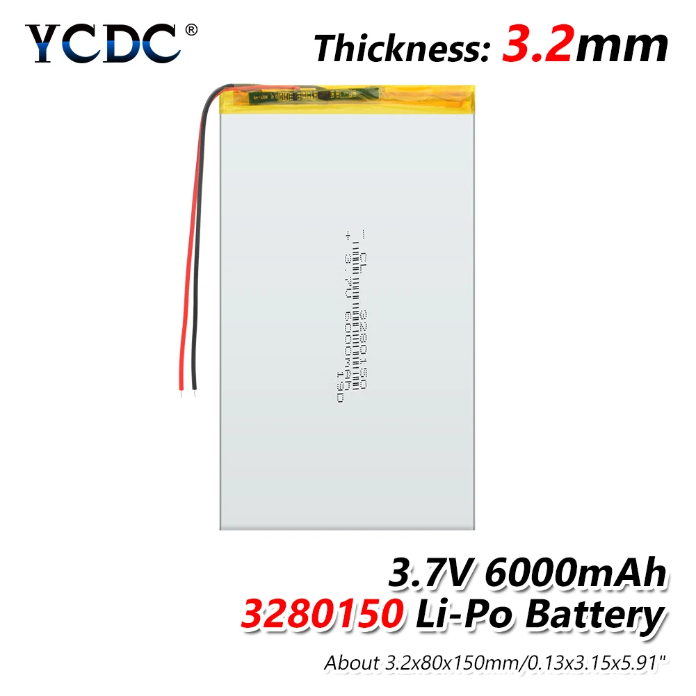 

3280150 6000mAh Li-ion Lithium Polymer Li-polymer Battery For PSP Tablet DVD MID GPS E-book Power Bank 3.7V 3280150 Lipo Battery