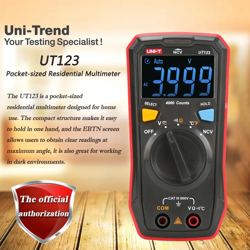 Uni-t Ut123 Карманный бытовой мультиметр; портативный цифровой мультиметр/Ncv/температурный тест