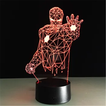 

USB Charging Colorful Change Marvel 3D Light Iron Man Batman Spiderman Kids Night Light Art Decor Table Lampara Fantastic Light