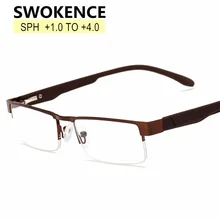 SWOKENCE+ 1,0 до+ 4,0 модные Бизнес очки для чтения Для мужчин Для женщин Высокое качество удобные полукадра пресбиопические очки R121