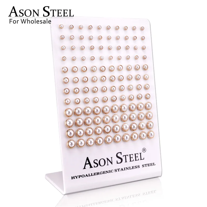 ASONSTEEL, 60 пар/лот, серьги с искусственным жемчугом для женщин, ювелирные изделия, серьги-гвоздики