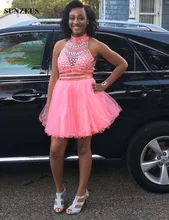 Homecoming font b Dresses b font Two Piece High Neck Gray Back Straps Attractive Junior font