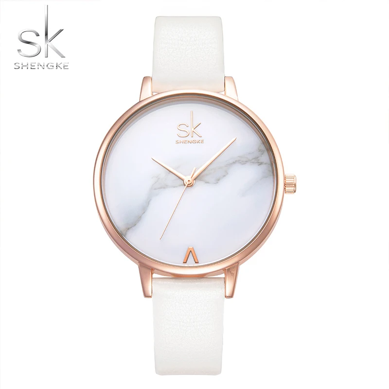 

Shengke lady wrist watches fashion Dial SK Leather Strap White Watch Luxury Quartz Watch female Clock small Thin reloj feminino