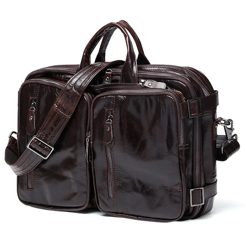 

Luxury Genuine Leather Briefcase Men Briefcase Leather Business Bag Laptop Briefcase Tote Office Bag File Handbag Brown Black