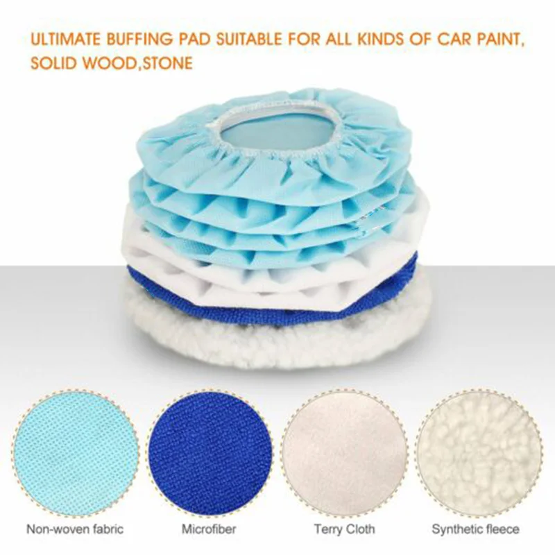 

6 Inch Green Blue White Microfiber+Terry Cloth+Wool Fleece Towel Lamb Velvet Waxing Waterproof Non-Woven Cleaning Covers Kit
