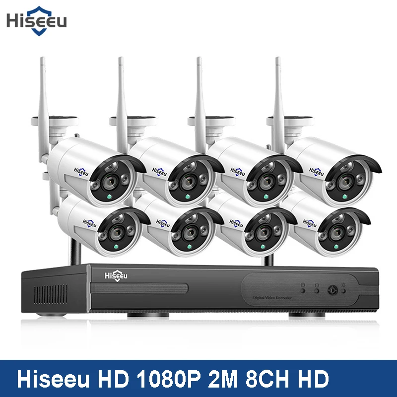 

1080P Wireless CCTV System 2M 8ch HD Wi-Fi NVR Kit Outdoor IR Night Vision IP Wifi Camera Security System Surveillance Hiseeu