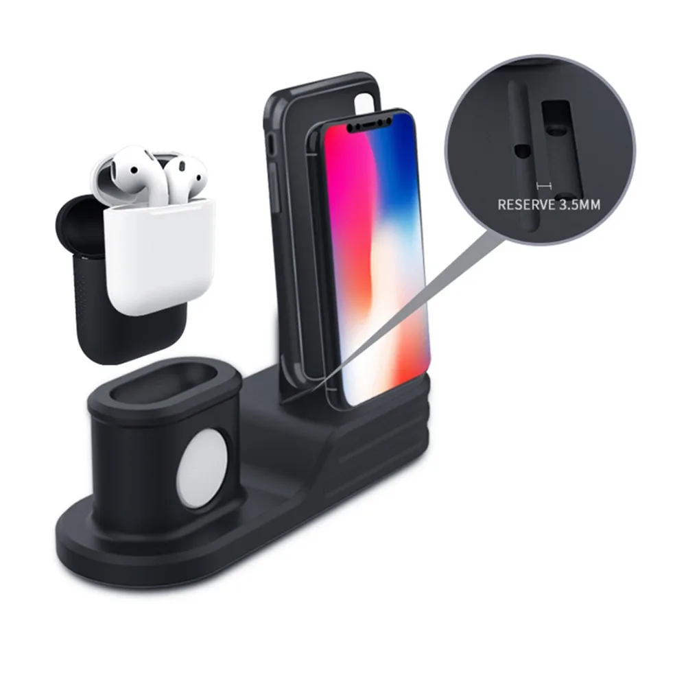 EIMO 3 в 1 Аксессуары для часов Apple watch band Airpods 1:1 Iphone X 8 7 6 силиконовая подставка