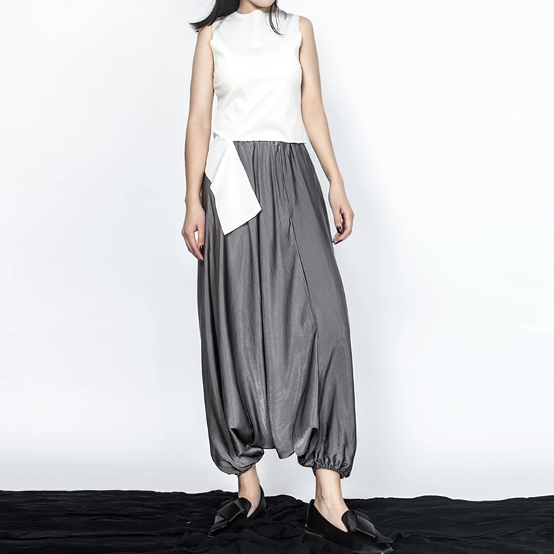 Longitud Harén Casual Twotwinstyle Pants Linterna Elástico Pants Básica Tamaño Para 2018 De Mujer Gran Pantalones Tobillo Mujeres Black Del La Primavera gray Moda ppz67qg