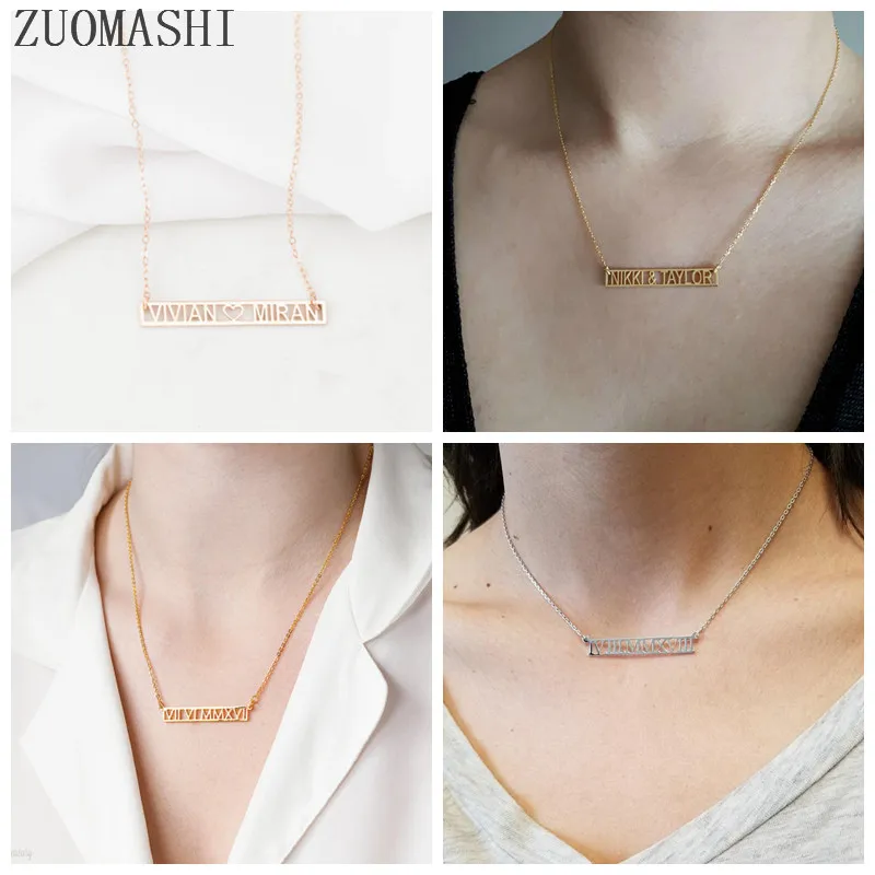 Statement-Personalized-Couple-Names-Charm-Necklaces-Custom-Roman-Numeral-Date-Greek-Letters-Hollow-Bar-Necklace-Handmade_副本