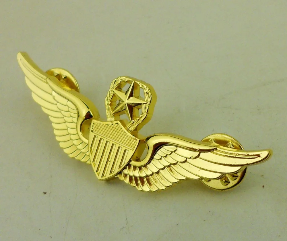 Cold War US Pilot Wings U.S. Army Master Aviator Badge Pin Shining Golden